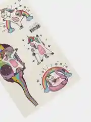 Коралловый временная переводная татуировка с единорогами, 12х7,5 см