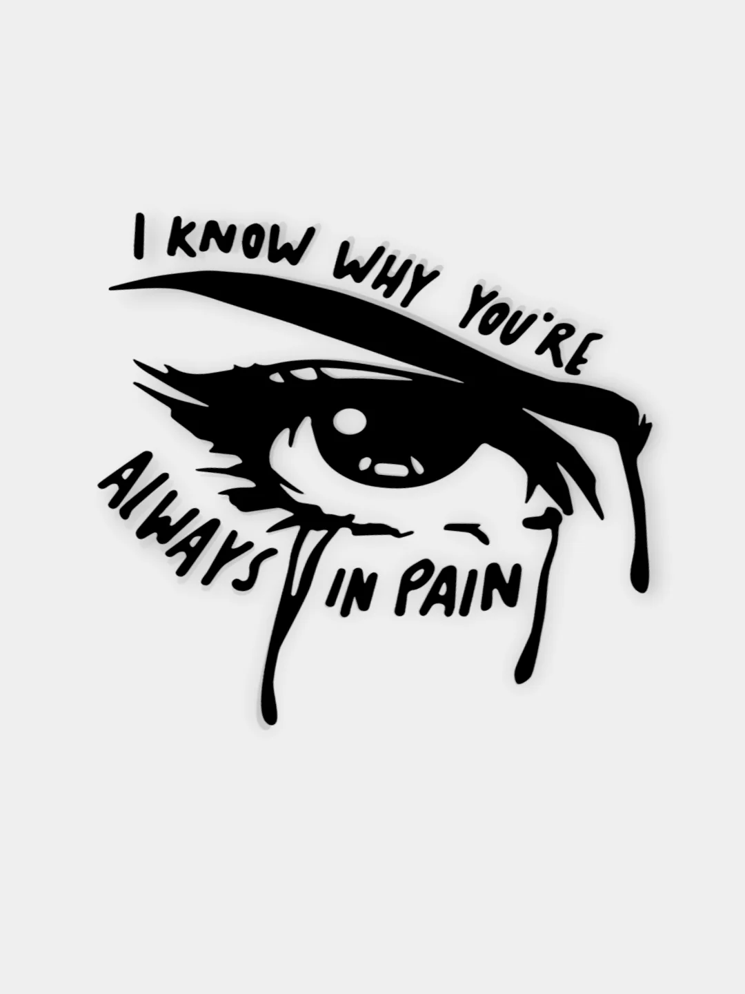 Черный переливающаяся наклейка без фона "Глаз со слезами" - I know why youre always in pain