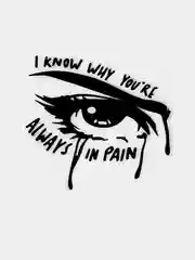 Черный переливающаяся наклейка без фона "Глаз со слезами" - I know why youre always in pain
