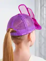 Фиолетовый бейсболка для девочки, с ушками и бантом