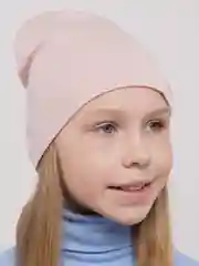 Пудровый шапка детская двухслойная