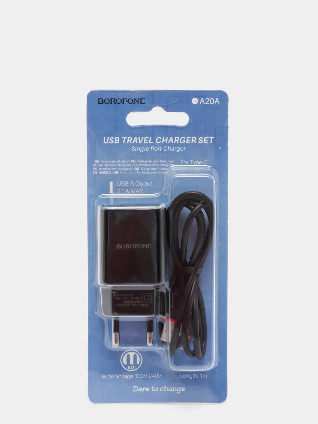 Белый сетевое зарядное устройство для Type-C, СЗУ, 1USB, 2.1A, Borofone, зарядка тпси