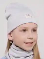 Серый шапка детская двухслойная со снудом