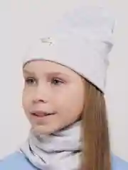 Серый шапка детская двухслойная со снудом
