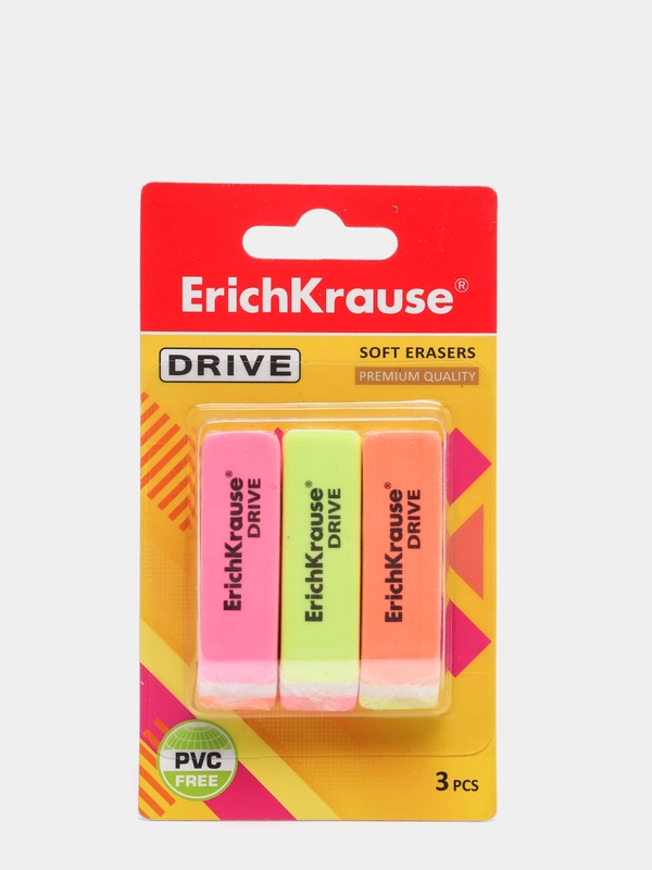 Набор ластиков ErichKrause Drive, 3 штуки, 57 х 15 х 13 мм