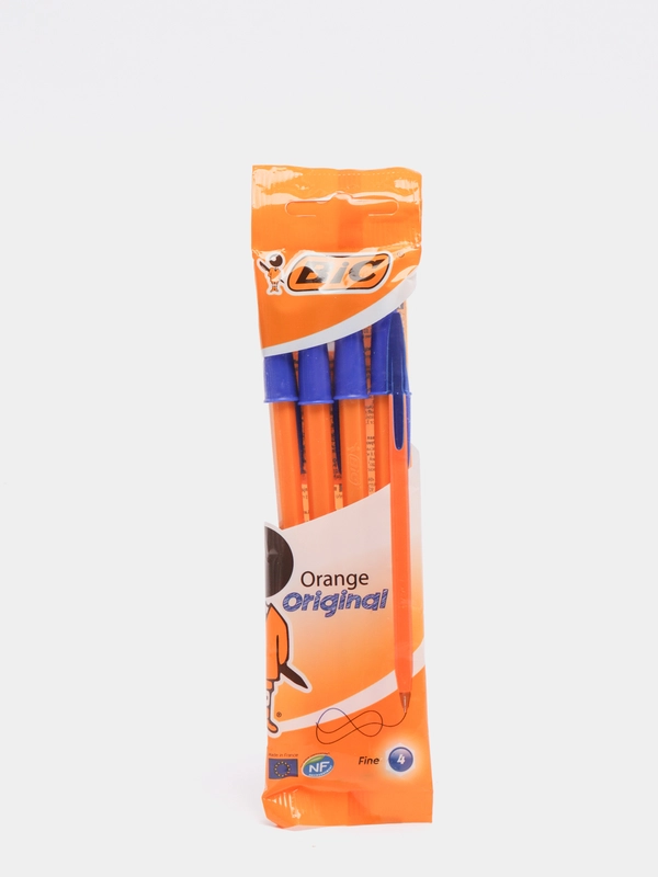 Ручка шариковая BIC Orange Fine, синяя, тонкое письмо, оранжевый корпус, 4 штуки