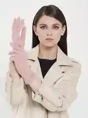 Розовый перчатки Leray "Кайли", экокашемир, однотонные, на плюше, 7,5