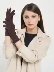 Коричневый перчатки Leray "Кайли", экокашемир, однотонные, на плюше, 7,5