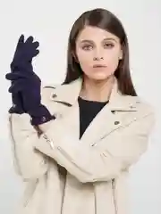 Синий перчатки LERAY ФЕНСИ флисовые, однотонные, без подклада, для сенсорных экранов 6-8