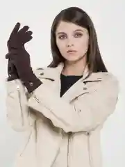 Коричневый перчатки LERAY ФЕНСИ флисовые, однотонные, без подклада, для сенсорных экранов 6-8