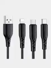 Черный кабель Type-C, MicroUSB зарядка для айфон Borofone BX48, для зарядки тэпси теэпси андройд