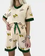 Бежевый пижама,домашний комлект шорты и футболка
