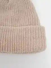 Бежевый шапка бини вязаная, унисекс