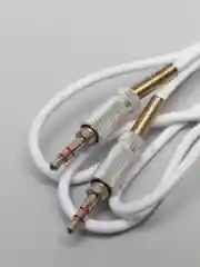 Белый aux кабель 3.5mm в кожаной оплетке, папа-папа