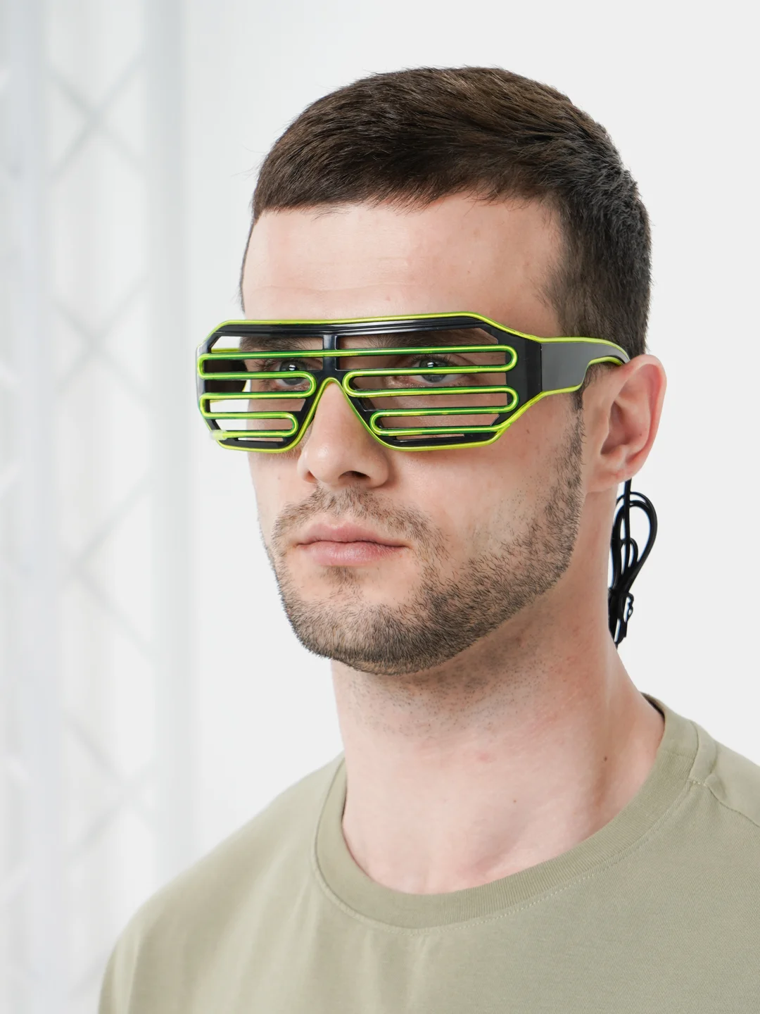 Лайм светящиеся (led) очки светодиодные, двухцветные