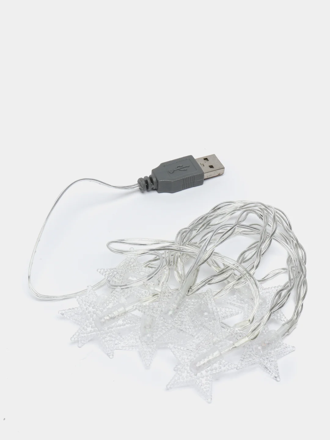 Новогодняя гирлянда "Звезды", от USB, 10 ламп, 2 метра, разноцветная