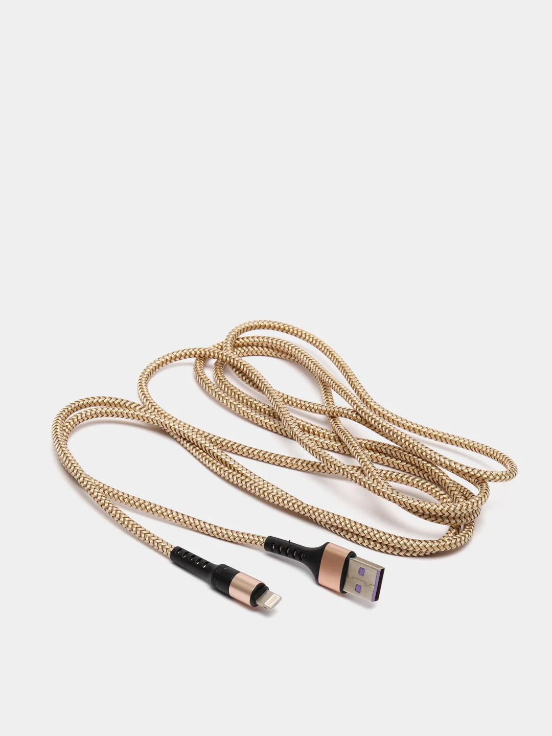 Золотой кабель Micro USB, Type-C, Lightning - Iphone (быстрая зарядка андроид) тканевый нейлоновый