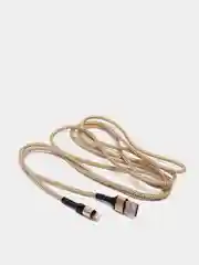 Золотой кабель Micro USB, Type-C, Lightning - Iphone (быстрая зарядка андроид) тканевый нейлоновый