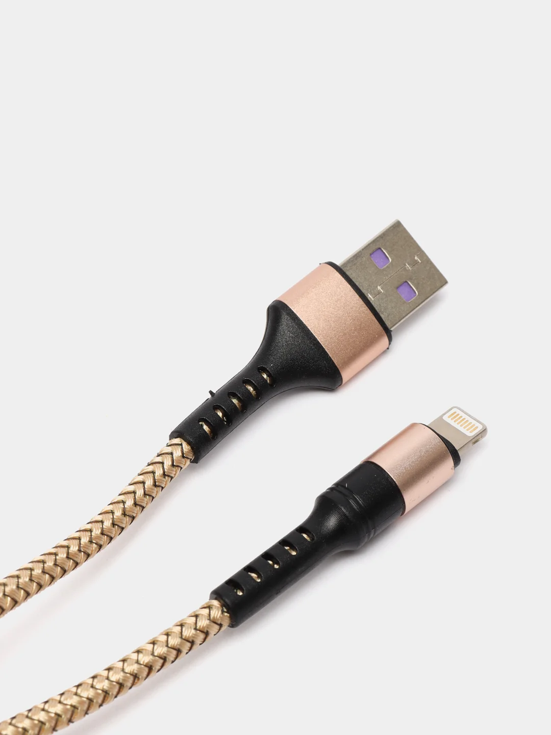 Золотой кабель Micro USB, Type-C, Lightning - Iphone (быстрая зарядка андроид) тканевый нейлоновый