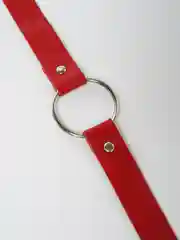 Алый чокер на шею с металлическим кольцом БДСМ