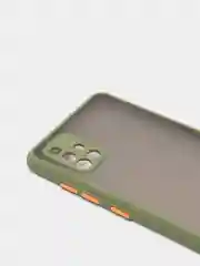 Лесной зеленый чехол Samsung Galaxy A51 полупрозрачный пластиковый матовый с цветными кнопками