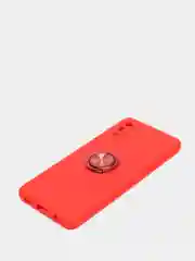 Красный чехол Samsung Galaxy A02, Самсунг Галакси А02 силиконовый с кольцом-держателем