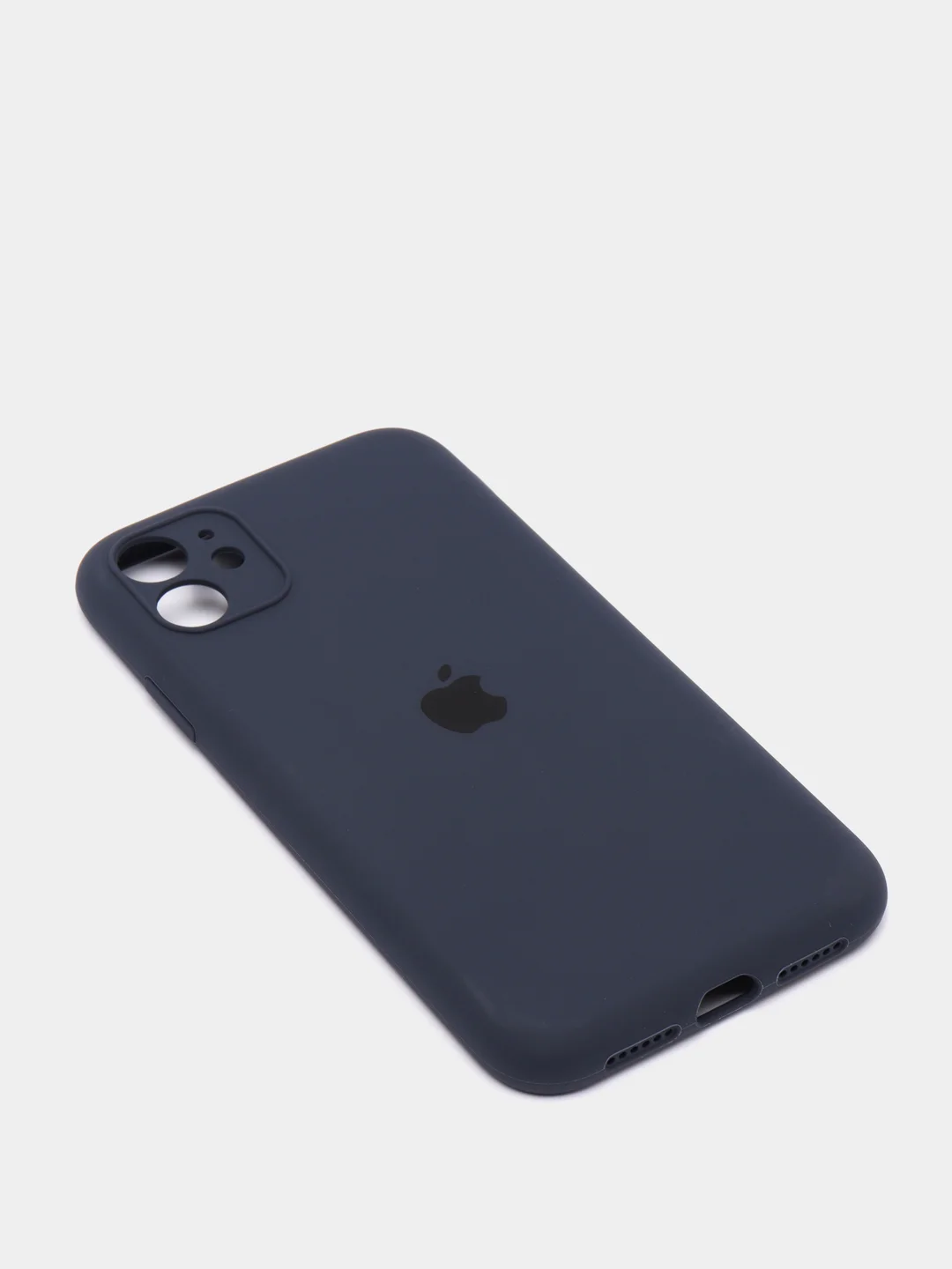 Темно-синий чехол Silicone Case iPhone 11 с защитой камеры с бархатной подкладкой