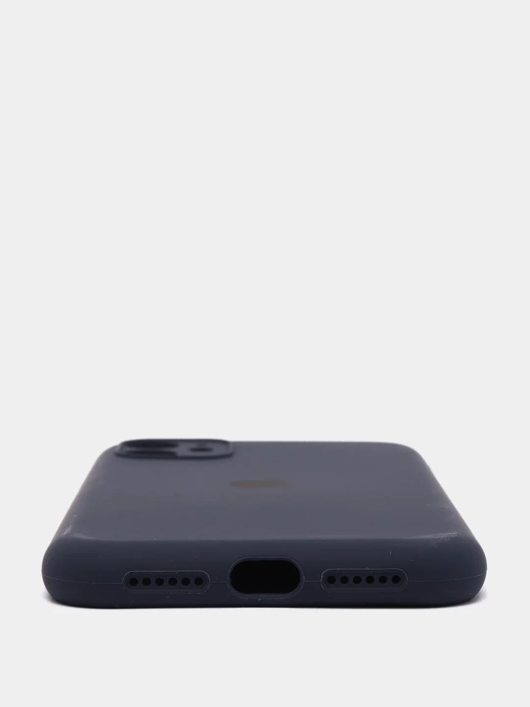 Темно-синий чехол Silicone Case iPhone 11 с защитой камеры с бархатной подкладкой