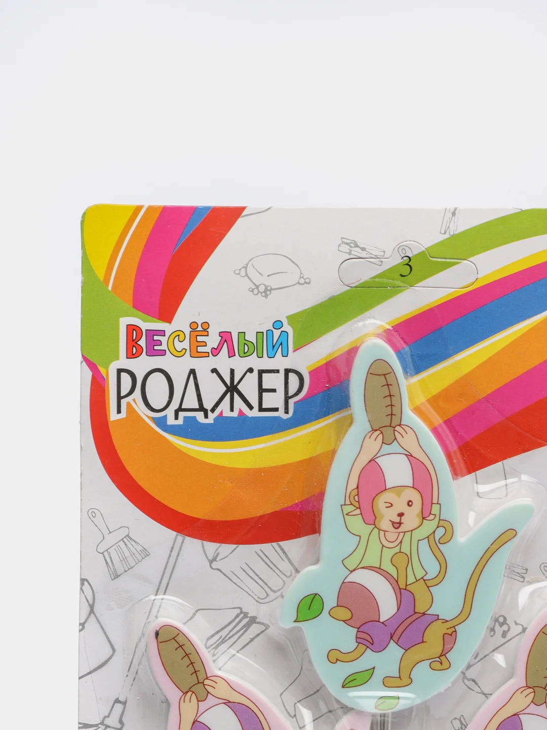 Крючки самоклеящиеся на блистере "Веселый Роджер" 3 шт., металл, пластик, вешалки, крючок