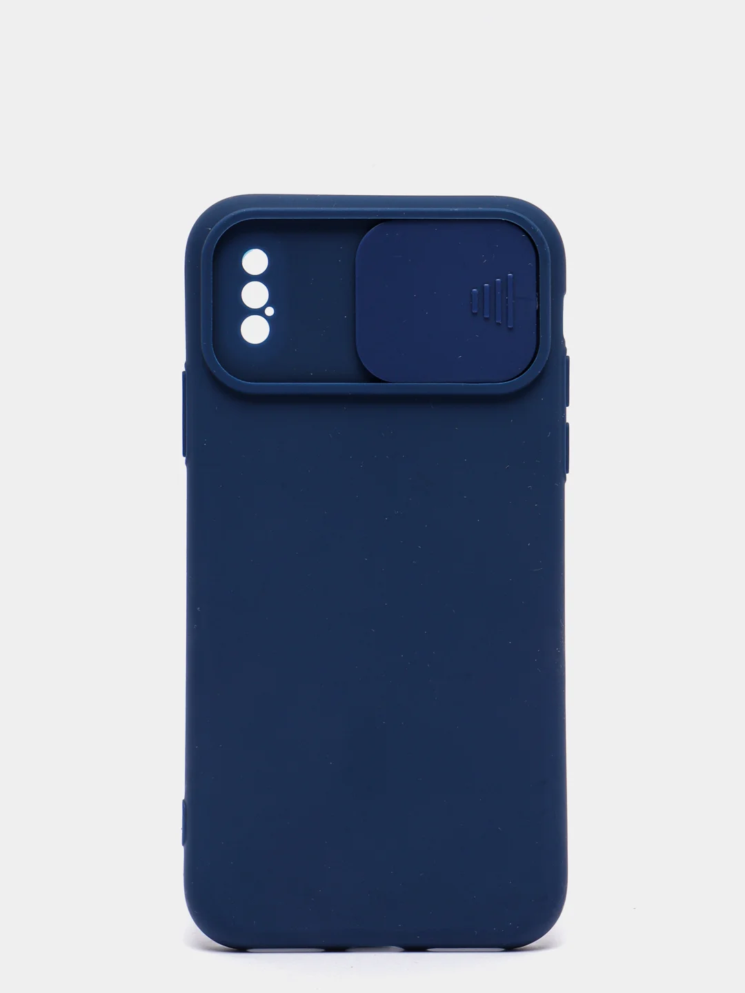 Темно-синий чехол iPhone X / Xs силиконовый с закрывающейся камерой