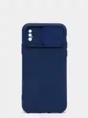 Темно-синий чехол iPhone X / Xs силиконовый с закрывающейся камерой