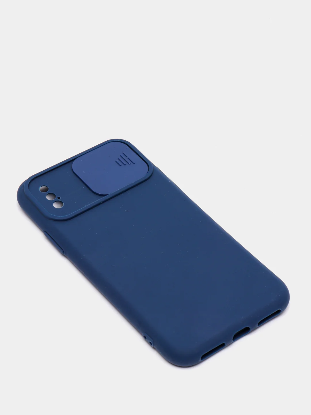 Темно-синий чехол iPhone X / Xs силиконовый с закрывающейся камерой