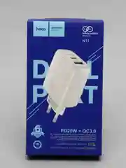 Белый сзу 2 USB-C/USB-A, Зарядка 3.0A, Быстрая зарядка PD 20W+QC3.0, Hoco N11