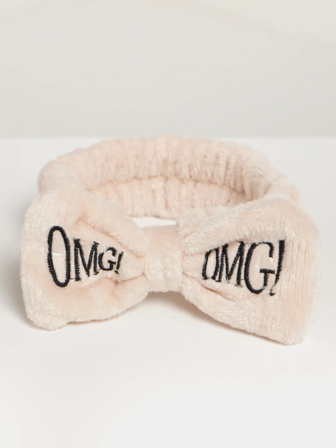 Бежевый повязка на голову "OMG" для косметических процедур
