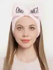 Розовый повязка на голову "OMG" для косметических процедур