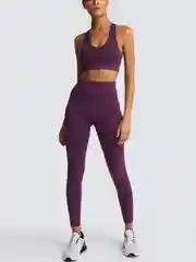 Фиолетовый женский спортивный бесшовный костюм