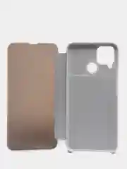 Серебряный зеркальный чехол-книжка с полупрозрачной панелью для Realme C12, Realme C15, Narzo 20