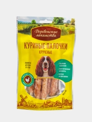 Лакомство для собак Деревенские Лакомства "Куриные палочки", крученые, 90 г