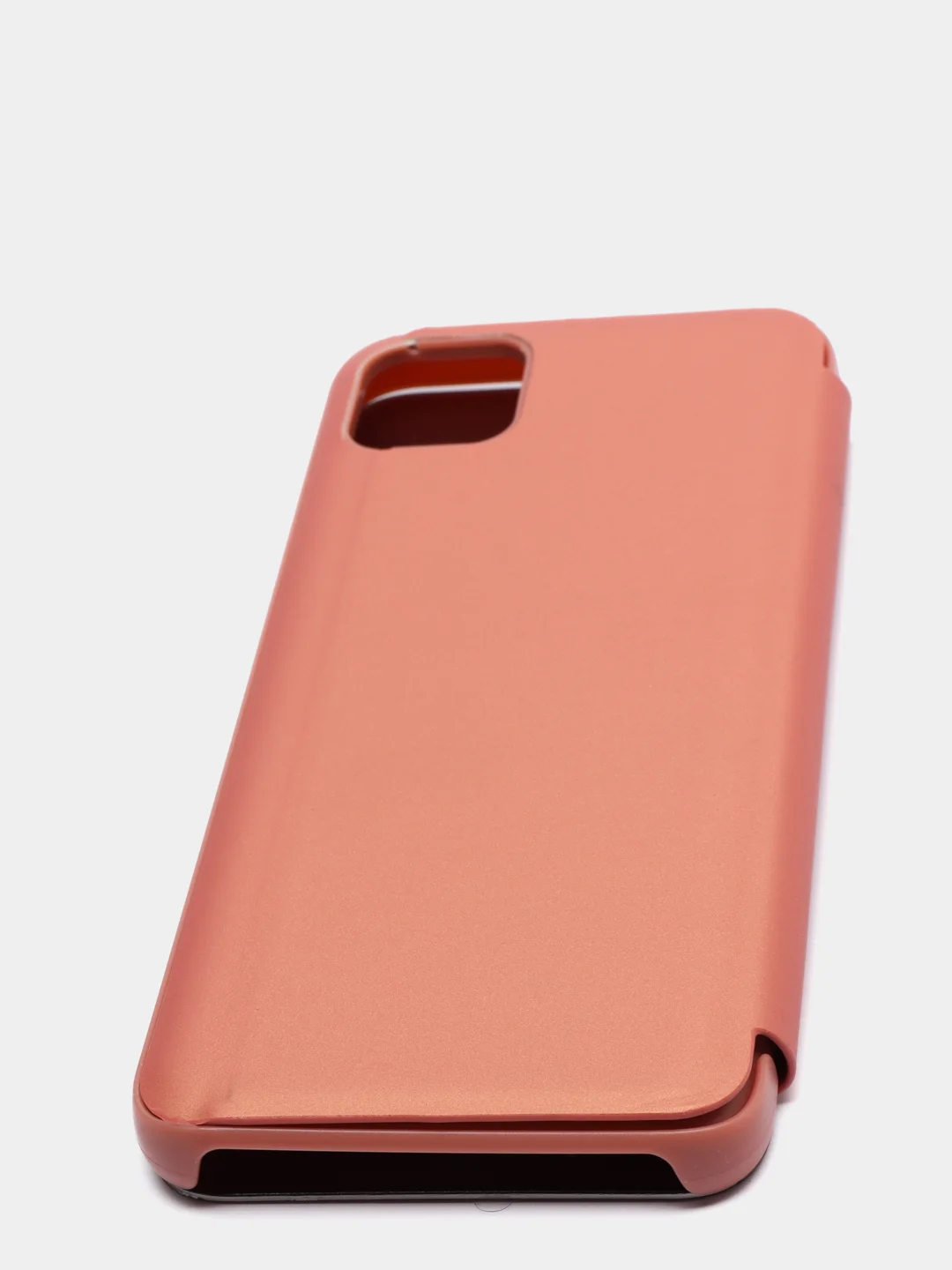 Пудровый зеркальный чехол-книжка с полупрозрачной панелью для Realme C11, 2020