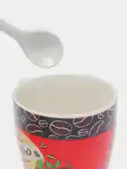 Бордовый кружка с ложкой в подарочной упаковке