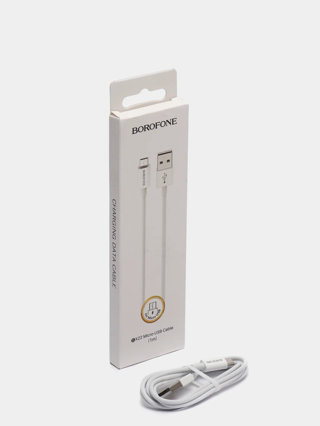 Белый кабель зарядный для MICRO-USB 2.1A Borofone BX22, ГИБКИЙ дата-кабель 1м