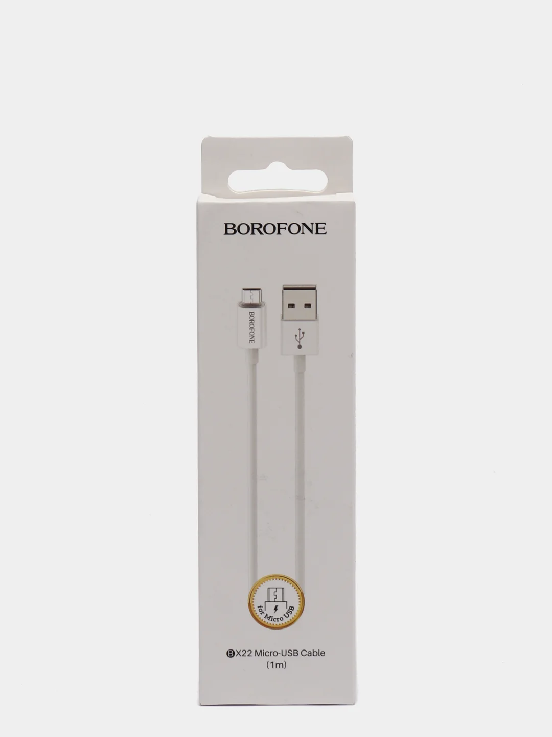 Белый кабель зарядный для MICRO-USB 2.1A Borofone BX22, ГИБКИЙ дата-кабель 1м