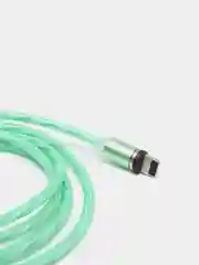 Зеленый кабель магнитный, светящийся 2.1А+магнитный коннектор (micro usb, Apple lightning, type c)