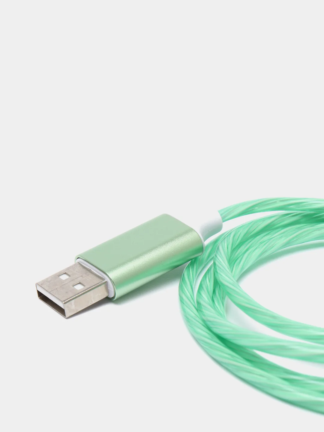 Зеленый кабель магнитный, светящийся 2.1А+магнитный коннектор (micro usb, Apple lightning, type c)