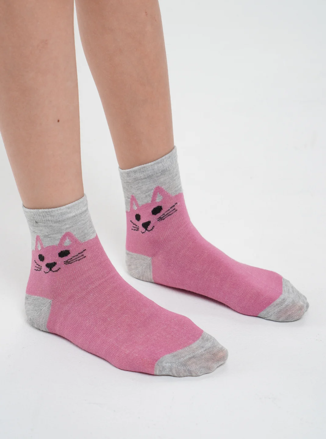 Коралловый носки с рисунком "Кошка"