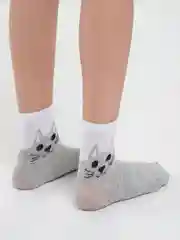 Серый носки с рисунком "Кошка"