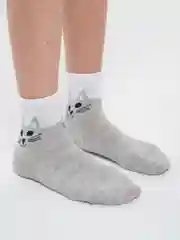 Серый носки с рисунком "Кошка"