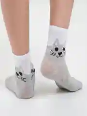 Серый носки с рисунком "Кошка"