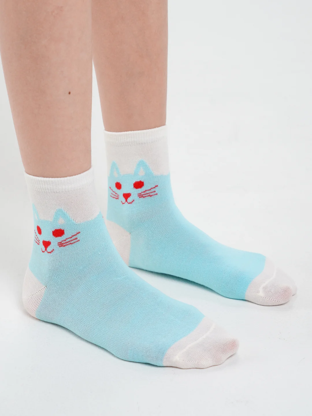 Бирюзовый носки с рисунком "Кошка"