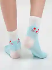 Бирюзовый носки с рисунком "Кошка"